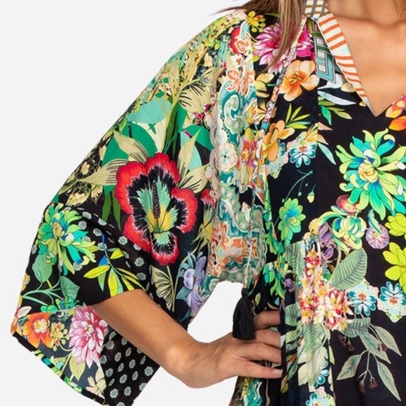 Johnny Was Dreamer Short Floral Kaftan Dress XS - Picture 11 of 11